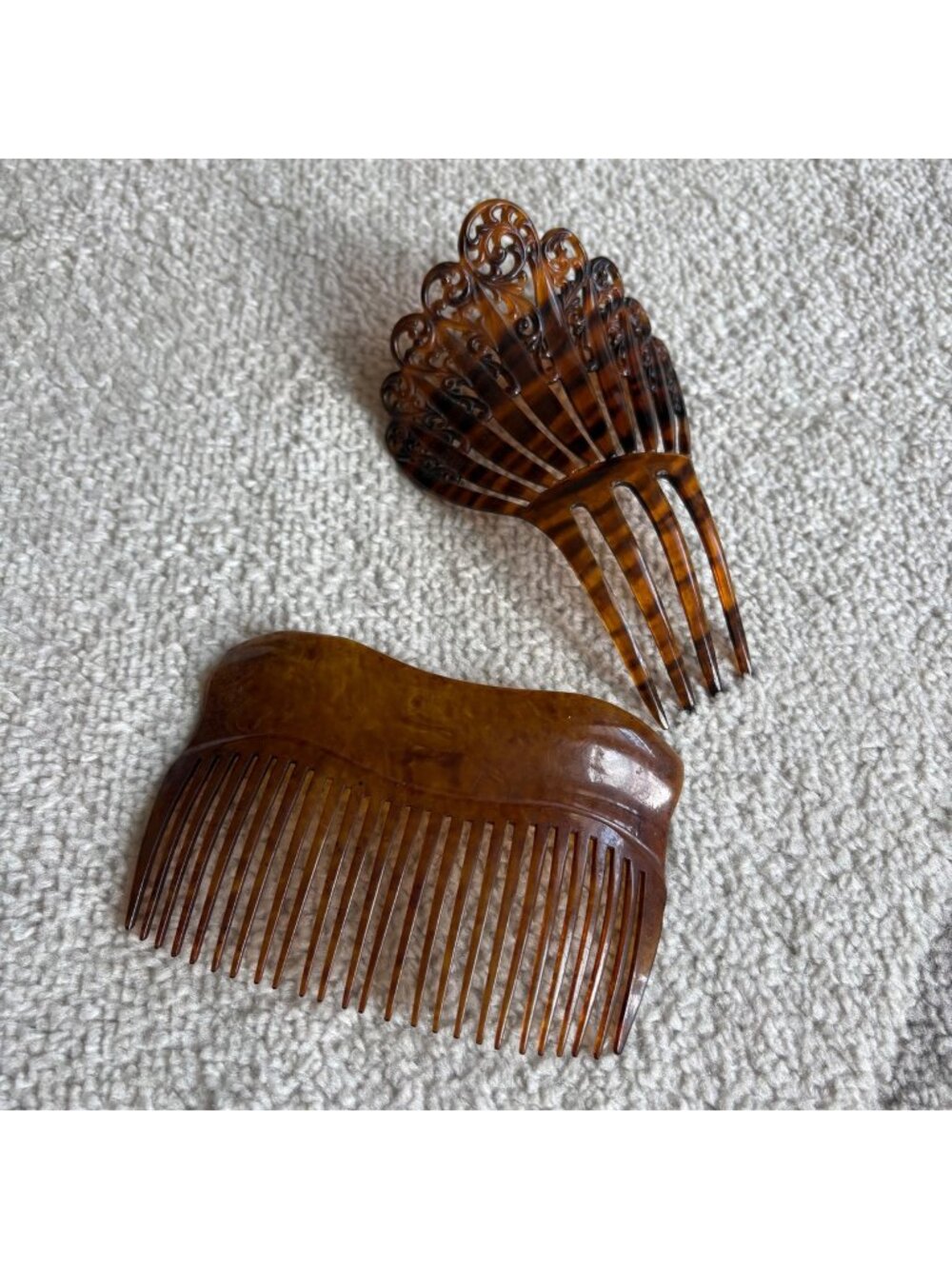 Vintage Faux Tortoiseshell Hair Comb Accessories Ornate Spanish Mantilla Style